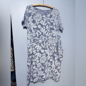 Angela Mara 100% linen made in Italy 🇮🇹 Floral blue Dress